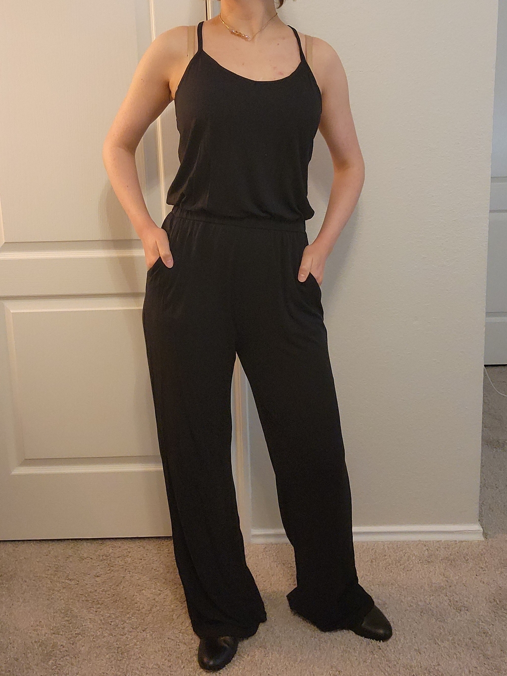 Black Wide-Leg Spaghetti Strap Jumpsuit Size - M - Picture 2 of 9